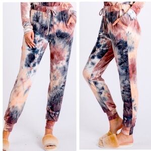 Tye--Dye Slim-Fit Joggers, Rust/Black/Cream, NEW✔️